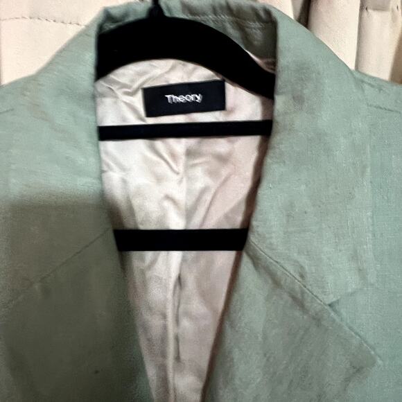 Theory Galena Oversized Linen Blazer - Leaf - Sz M/L - Picture 9 of 10